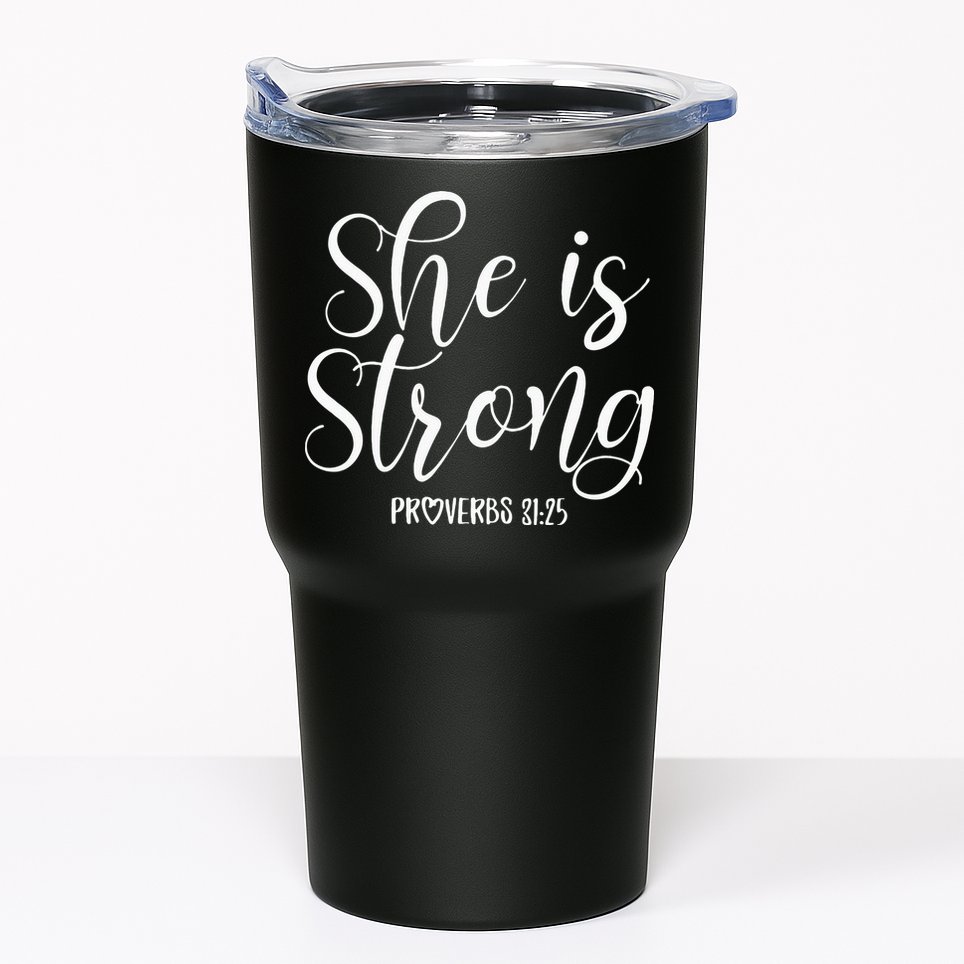 She Is Strong Proverbs 31 25 Gifts Christian Scripture Tumbler