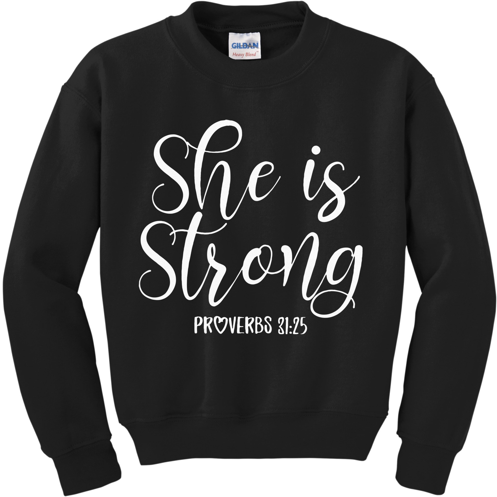 She Is Strong Proverbs 31 25 Gifts Christian Scripture Kids Sweatshirt