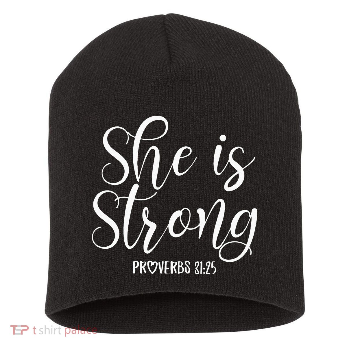 She Is Strong Proverbs 31 25 Gifts Christian Scripture Short Acrylic Beanie