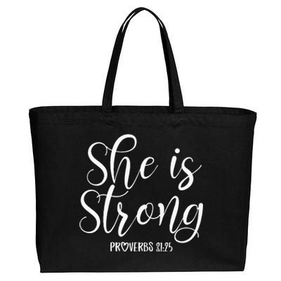 She Is Strong Proverbs 31 25 Gifts Christian Scripture Cotton Canvas Jumbo Tote