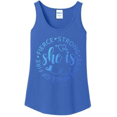 She Is Strong Fierce Brave Full Of Fire Feminist Strong Gift Ladies Essential Tank