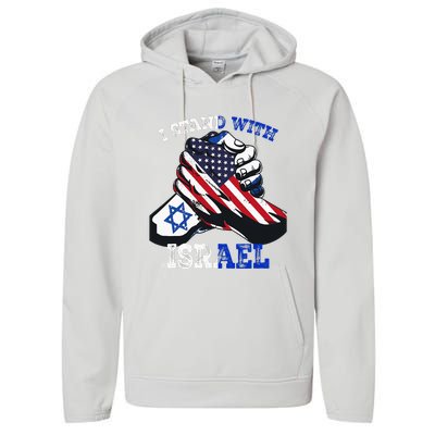 Support I Stand With Israel Jewish Heritage Performance Fleece Hoodie