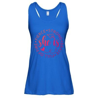 She Is Strong Fierce Brave Full Of Fire Feminist Strong Gift Ladies Essential Flowy Tank