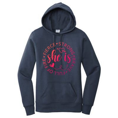 She Is Strong Fierce Brave Full Of Fire Feminist Strong Gift Women's Pullover Hoodie