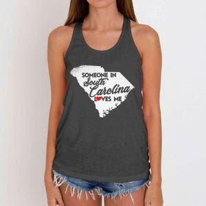 Someone In South Carolina Loves Me South Carolina Women's Knotted Racerback Tank