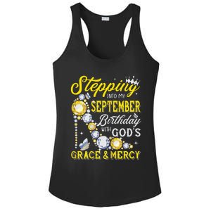 Stepping Into September Birthday With Gods Grace And Mercy Ladies PosiCharge Competitor Racerback Tank