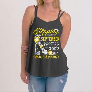 Stepping Into September Birthday With Gods Grace And Mercy Women's Strappy Tank