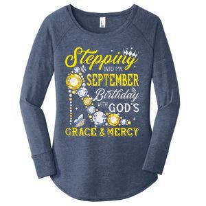 Stepping Into September Birthday With Gods Grace And Mercy Women's Perfect Tri Tunic Long Sleeve Shirt