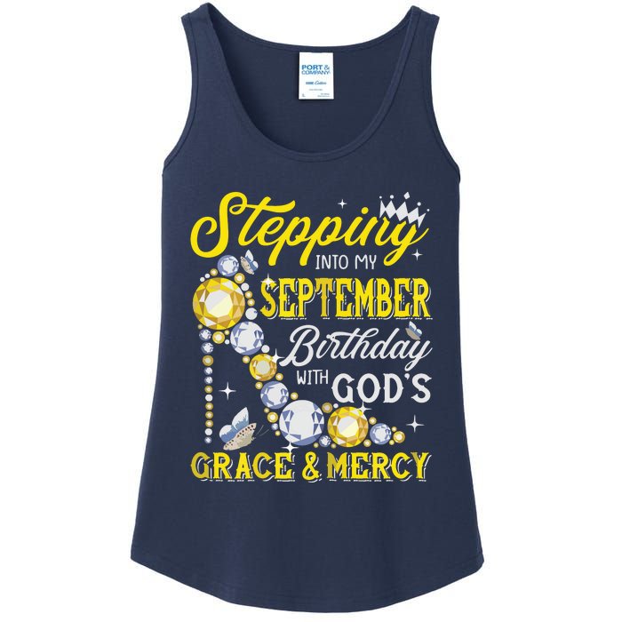 Stepping Into September Birthday With Gods Grace And Mercy Ladies Essential Tank