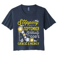 Stepping Into September Birthday With Gods Grace And Mercy Women's Crop Top Tee