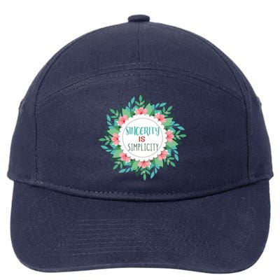 Sincerity Is Simplicity Funny And Motivational Messages Gift 7-Panel Snapback Hat