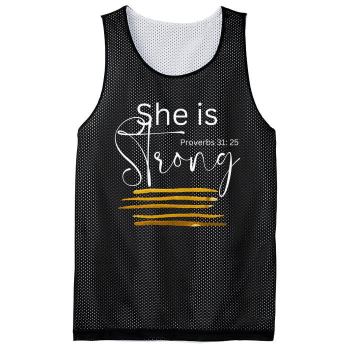 She Is Strong Proverbs 3125 Bible Verse Slogan Western Cross Mesh Reversible Basketball Jersey Tank