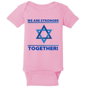 Support Israel Stronger Together Jewish David Star Baby Bodysuit