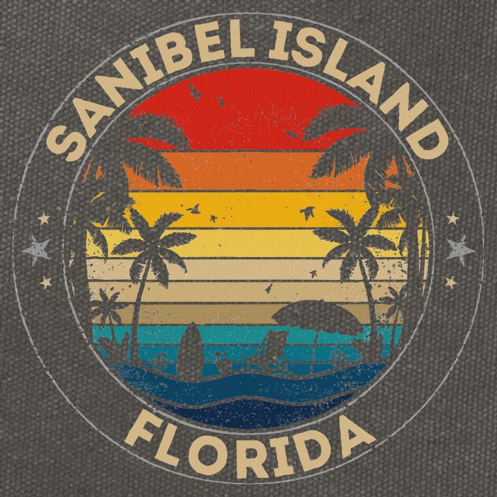 Sanibel Island Souvenir Florida Reminder Cotton Canvas Backpack