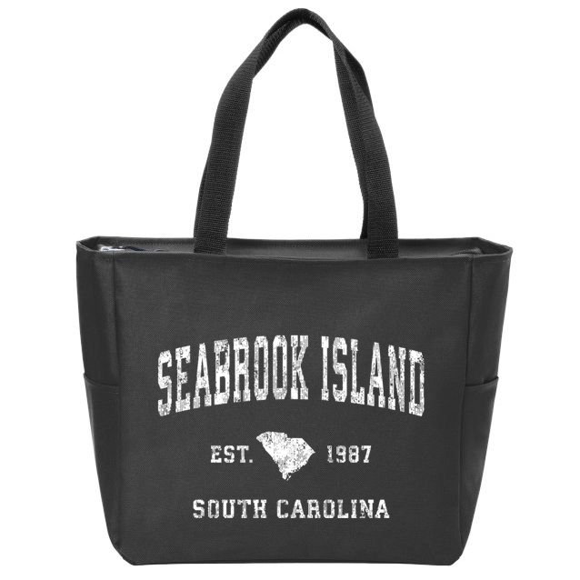 Seabrook Island South Carolina Sc Vintage Athletic Sports Zip Tote Bag