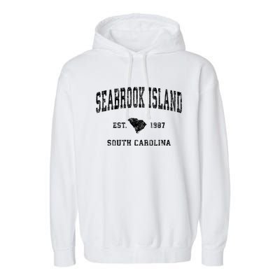 Seabrook Island South Carolina Sc Vintage Athletic Sports Garment-Dyed Fleece Hoodie