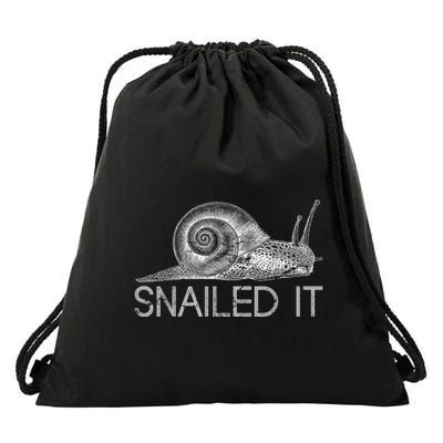 Snailed It Snail Drawstring Bag