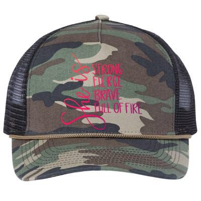 She Is Strong She Is Brave Cool Gift Retro Rope Trucker Hat Cap