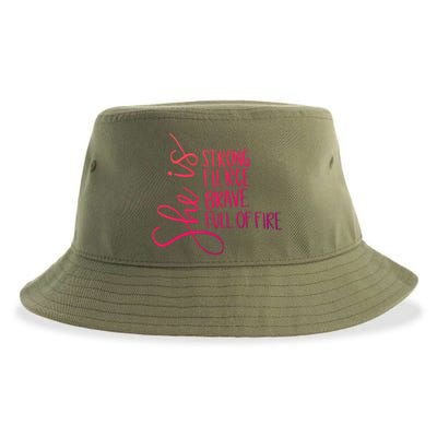 She Is Strong She Is Brave Cool Gift Sustainable Bucket Hat