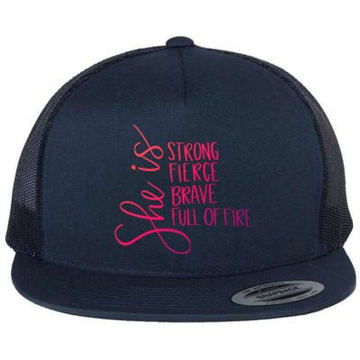 She Is Strong She Is Brave Cool Gift Flat Bill Trucker Hat