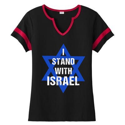 Support I Stand With Israel Ladies Halftime Notch Neck Tee