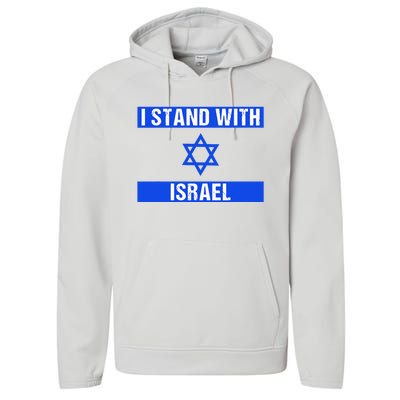 Support I Stand With Israel Jewish Heritage Israeli Flag Performance Fleece Hoodie