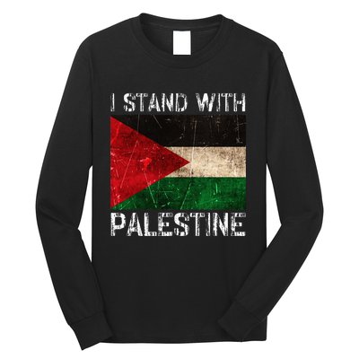 Support I Stand With Palestine Free Palestine Flag Arabic Long Sleeve Shirt