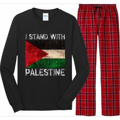 Support I Stand With Palestine Free Palestine Flag Arabic Long Sleeve Pajama Set