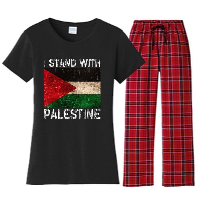 Support I Stand With Palestine Free Palestine Flag Arabic Women's Flannel Pajama Set