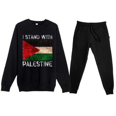 Support I Stand With Palestine Free Palestine Flag Arabic Premium Crewneck Sweatsuit Set