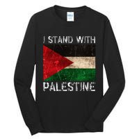 Support I Stand With Palestine Free Palestine Flag Arabic Tall Long Sleeve T-Shirt