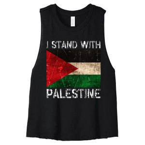 Support I Stand With Palestine Free Palestine Flag Arabic Women's Racerback Cropped Tank