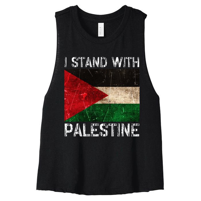 Support I Stand With Palestine Free Palestine Flag Arabic Women's Racerback Cropped Tank