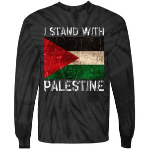 Support I Stand With Palestine Free Palestine Flag Arabic Tie-Dye Long Sleeve Shirt