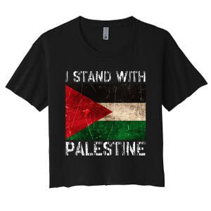 Support I Stand With Palestine Free Palestine Flag Arabic Women's Crop Top Tee