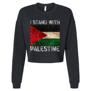 Support I Stand With Palestine Free Palestine Flag Arabic Cropped Pullover Crew