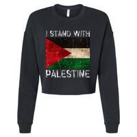 Support I Stand With Palestine Free Palestine Flag Arabic Cropped Pullover Crew