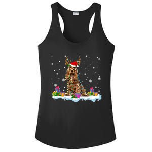 Santa Irish Setter Funny Christmas Lights Santa Reindeer Dog Gift Ladies PosiCharge Competitor Racerback Tank