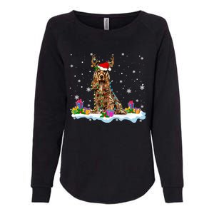 Santa Irish Setter Funny Christmas Lights Santa Reindeer Dog Gift Womens California Wash Sweatshirt