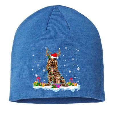 Santa Irish Setter Funny Christmas Lights Santa Reindeer Dog Gift Sustainable Beanie