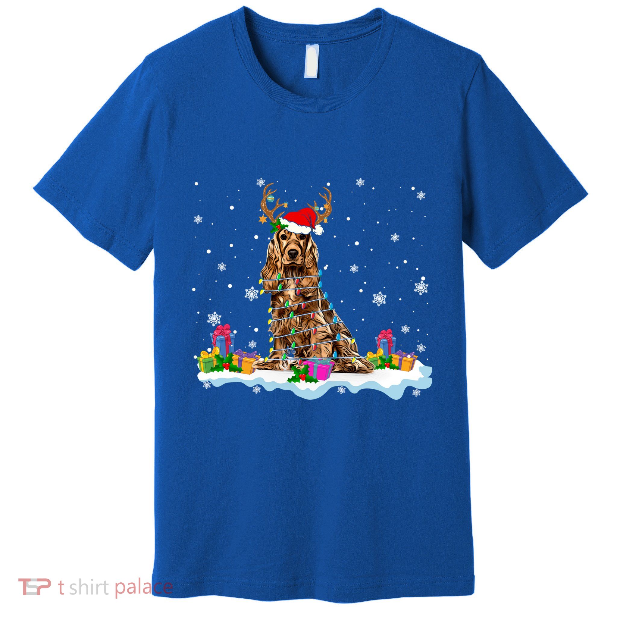 Santa Irish Setter Funny Christmas Lights Santa Reindeer Dog Gift Premium T-Shirt