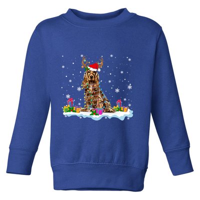 Santa Irish Setter Funny Christmas Lights Santa Reindeer Dog Gift Toddler Sweatshirt