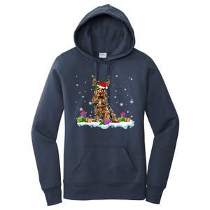 Santa Irish Setter Funny Christmas Lights Santa Reindeer Dog Gift Women's Pullover Hoodie