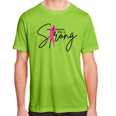 She Is Strong Breast Cancer Awareness Ribbon Adult ChromaSoft Performance T-Shirt