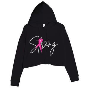 She Is Strong Breast Cancer Awareness Ribbon Crop Fleece Hoodie