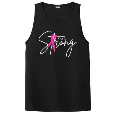 She Is Strong Breast Cancer Awareness Ribbon PosiCharge Competitor Tank