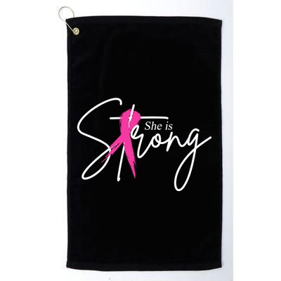 She Is Strong Breast Cancer Awareness Ribbon Golf Towel