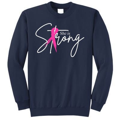 She Is Strong Breast Cancer Awareness Ribbon Sweatshirt