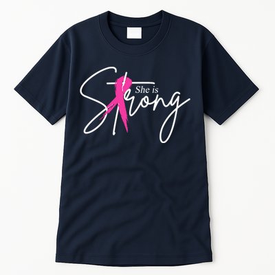 She Is Strong Breast Cancer Awareness Ribbon Tall T-Shirt