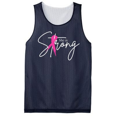 She Is Strong Breast Cancer Awareness Ribbon Mesh Reversible Basketball Jersey Tank